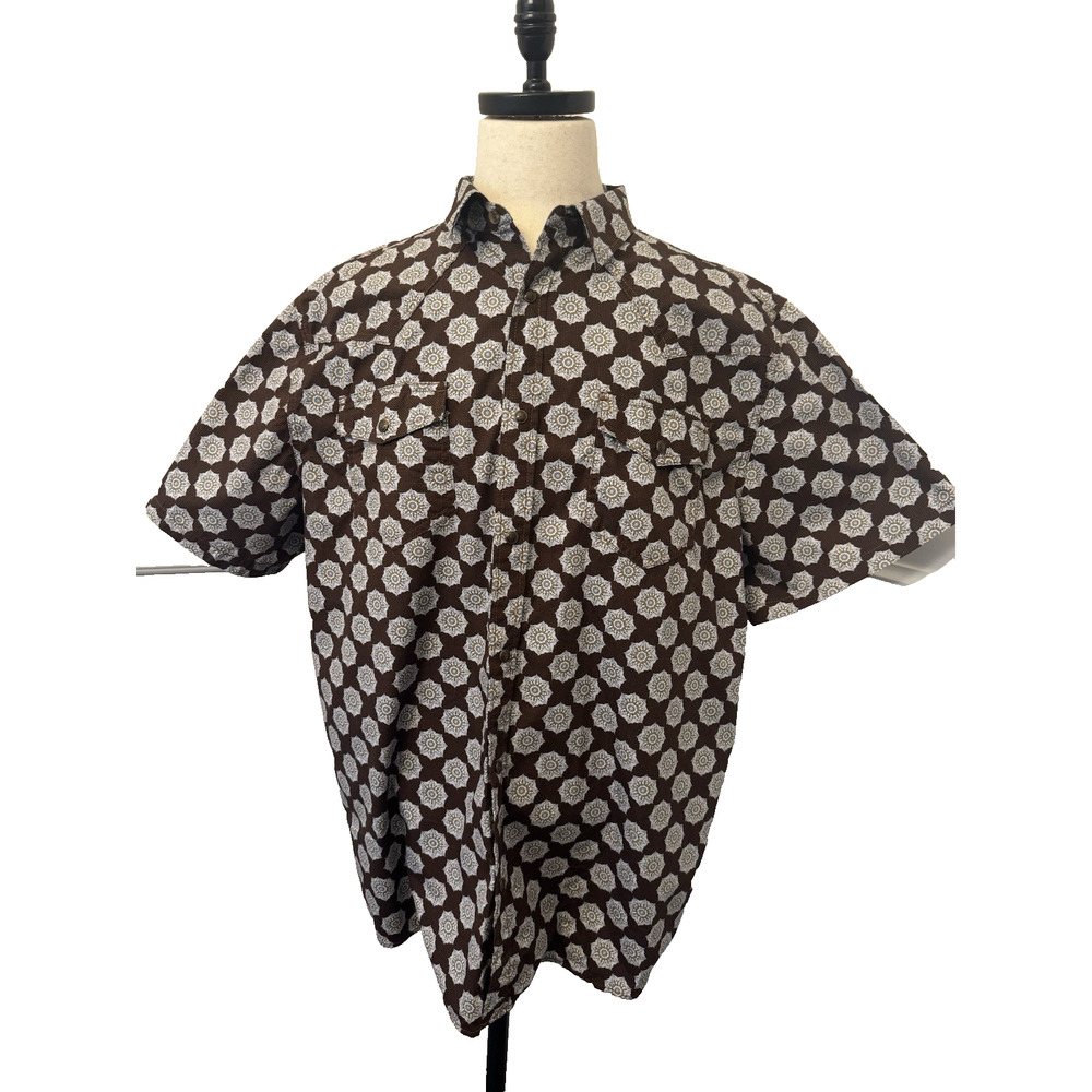 Cody James Authentic Western Apparel Men’s Shirt 2XL Short Sleeve Collared Brown